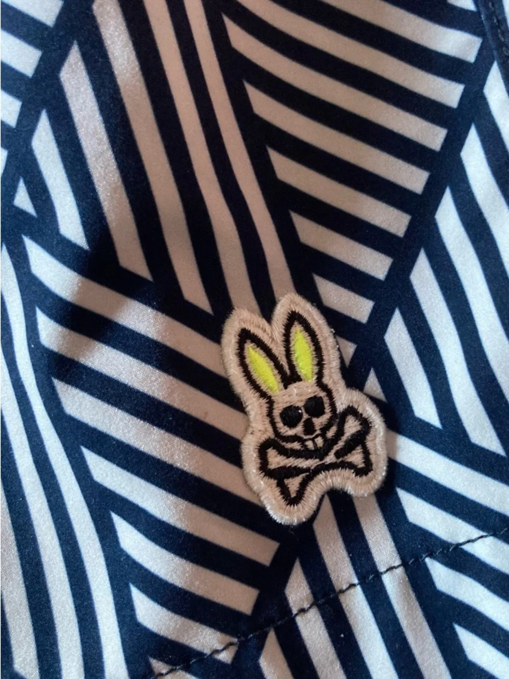 Psycho Bunny SZ XXL Navy and White Geometric Swim Trunks